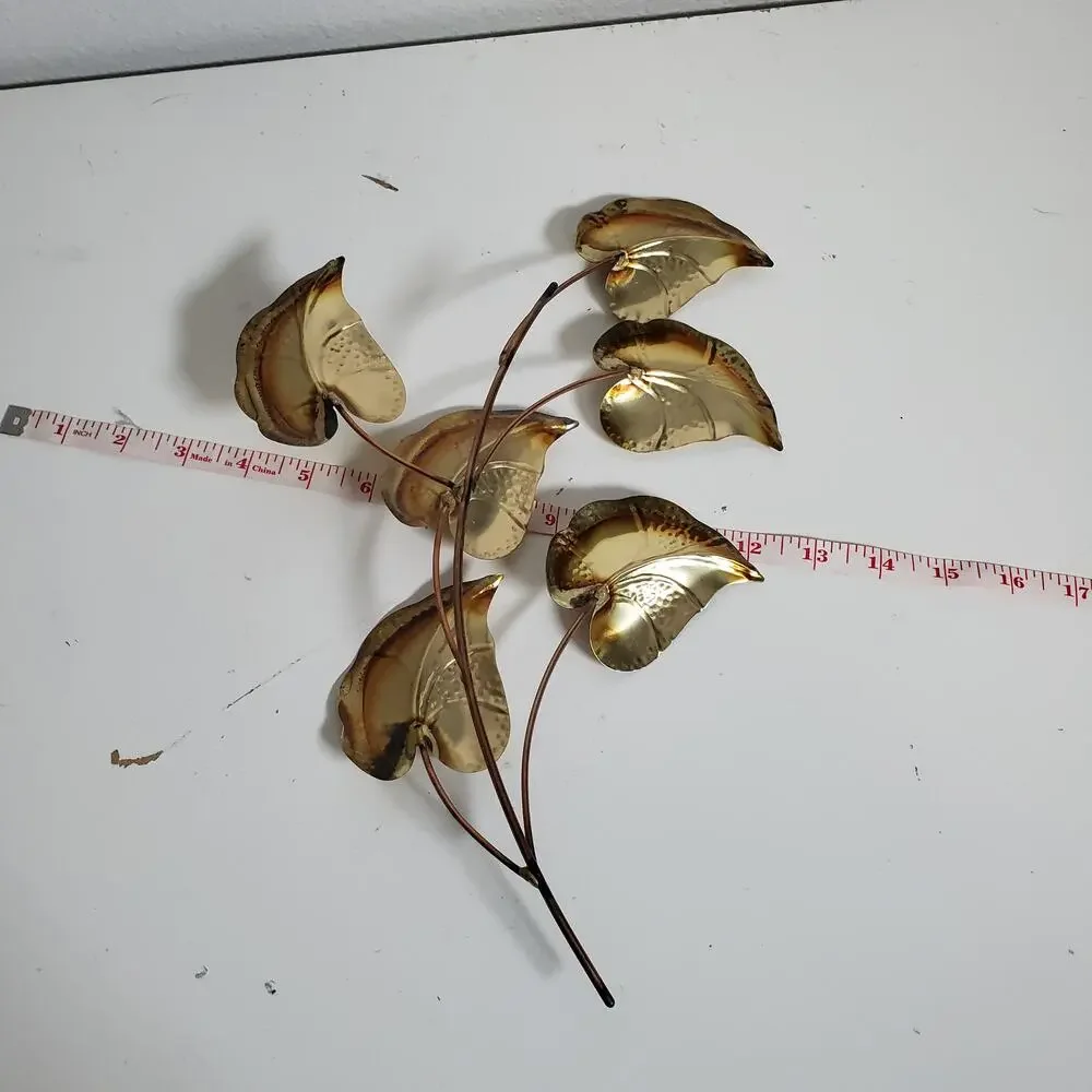 Vintage Mid Century 3D‎ Metal Wall Art With Leaves MCM Hollywood Regency Decor
